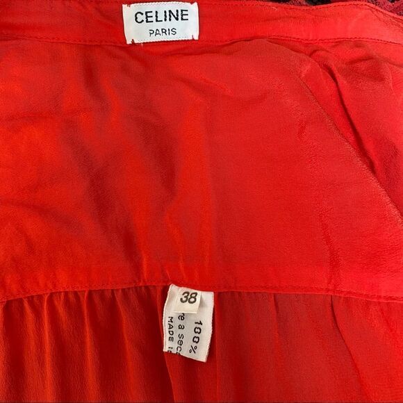 Celine Paris Vintage Red Button Down Silk Blouse S - Picture 11 of 12
